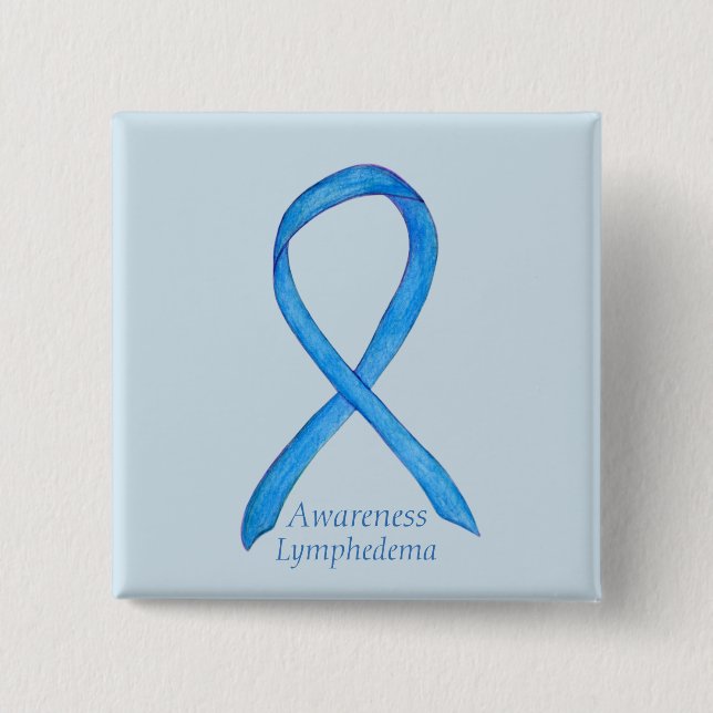 Lymphedema Awareness Ribbon Custom Art Pin (Front)