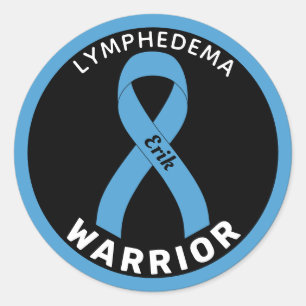 Lymphedema Warrior Ribbon Black Round Sticker
