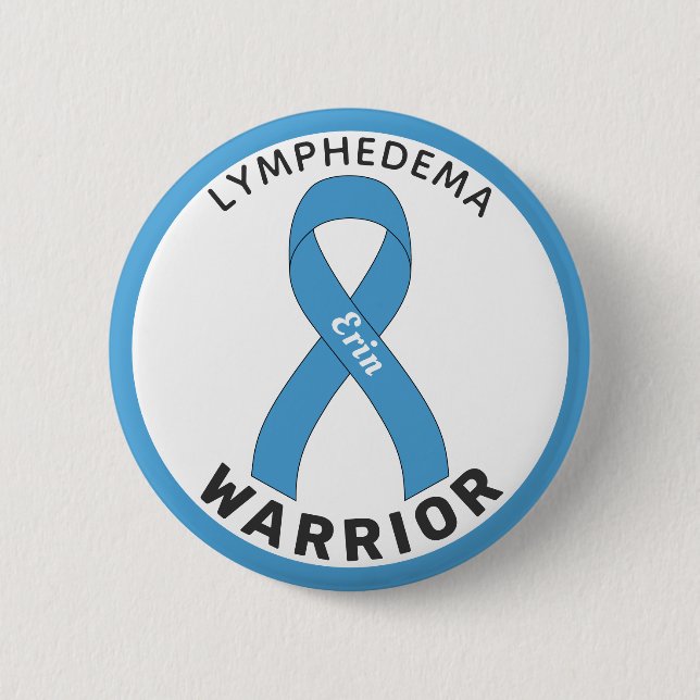 Lymphedema Warrior Ribbon White Button (Front)