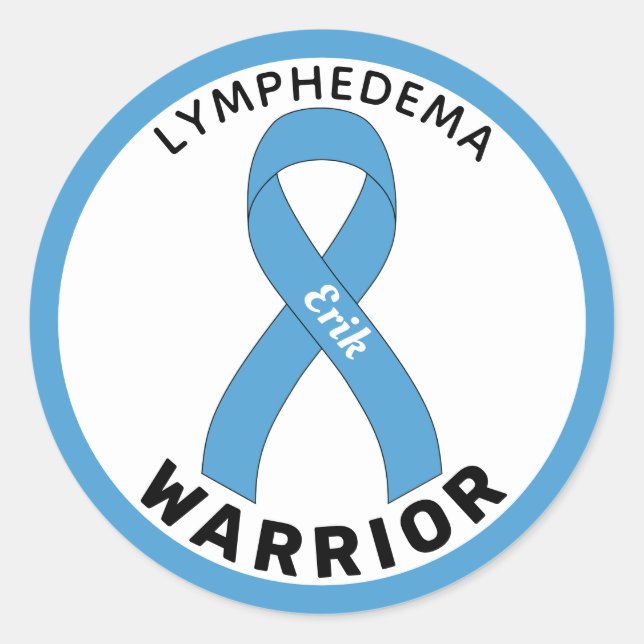 Lymphedema Warrior Ribbon White Round Sticker (Front)