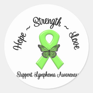 Lymphoma Awareness Butterfly Classic Round Sticker