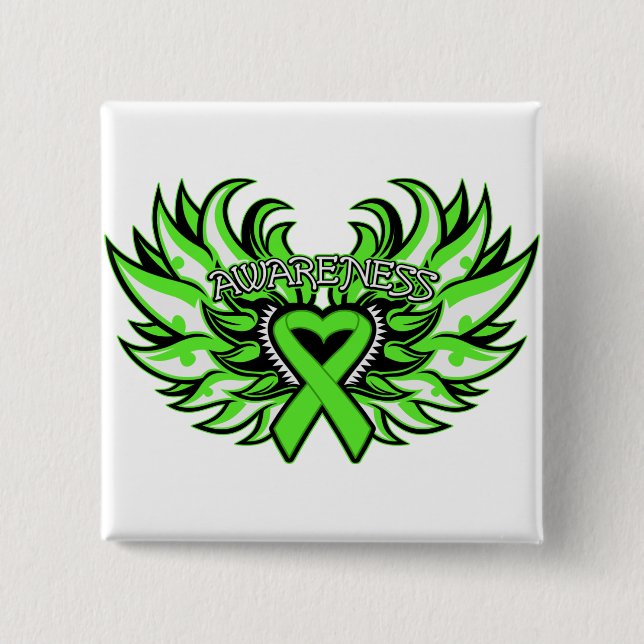 Lymphoma Awareness Heart Wings.png 15 Cm Square Badge (Front)