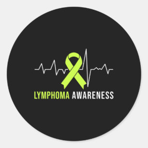 Lymphoma Awareness Heartbeat  Classic Round Sticker
