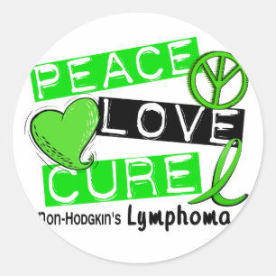 Lymphoma Awareness Non-Hodgkin's PEACE LOVE CURE Classic Round Sticker