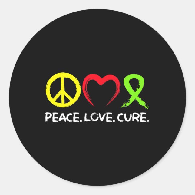 Lymphoma Awareness Peace Love Cure  Classic Round Sticker (Front)