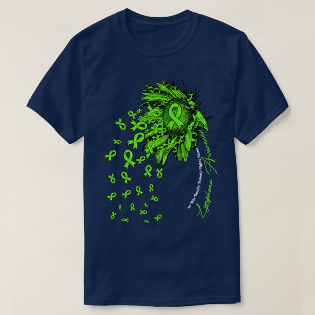 Lymphoma Awareness sunflower nobody fights alone T-Shirt (Design Front)