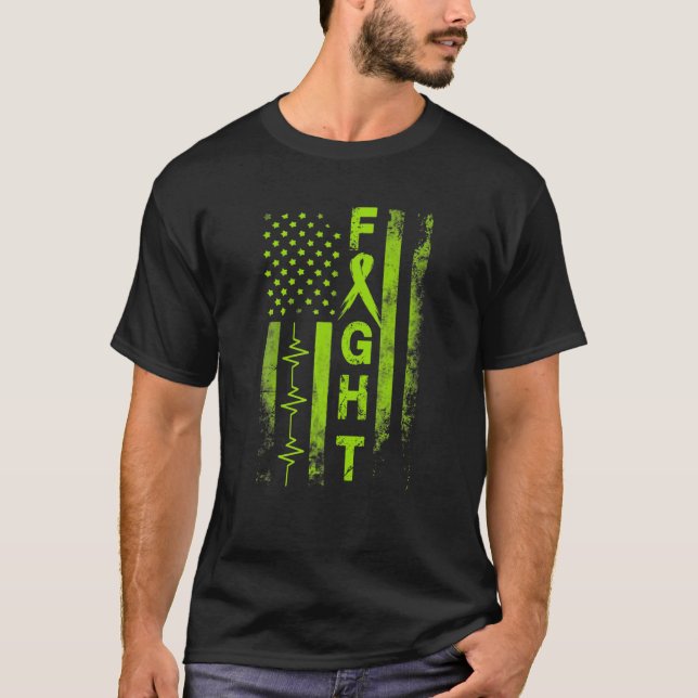 Lymphoma Cancer Awareness Fight American Flag Gift T-Shirt (Front)