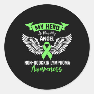 Lymphoma Cancer Awareness Hero Is Now My Angel Lim Classic Round Sticker
