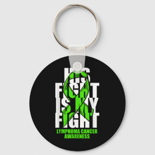 Lymphoma Cancer Awareness Lime Green Ribbon His Fi Key Ring