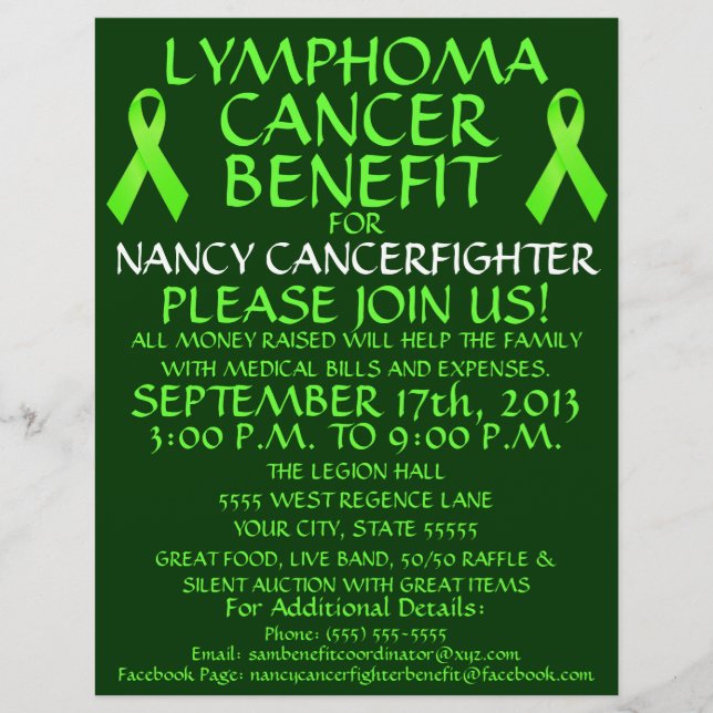 Lymphoma Cancer Benefit Flyer (Front)