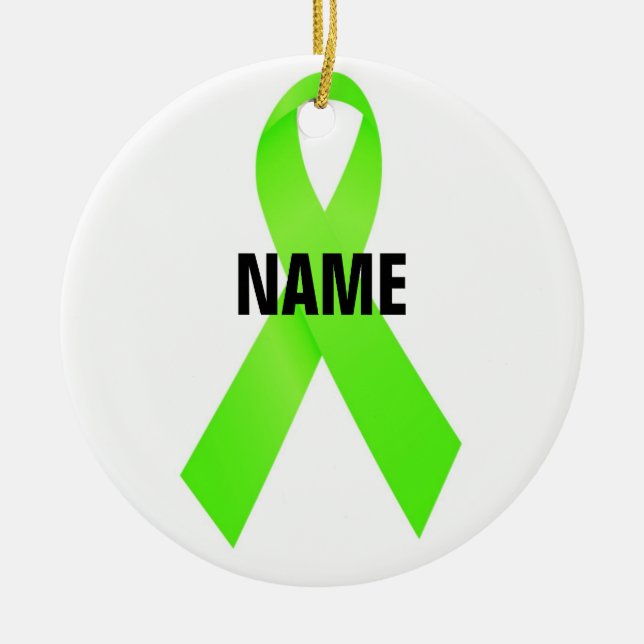 Lymphoma Cancer Memorial Ribbon Ceramic Tree Decoration (Front)