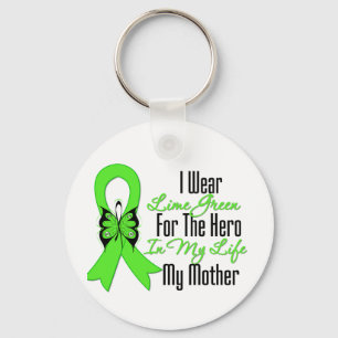 Lymphoma Cancer Ribbon My Hero My Mother Key Ring