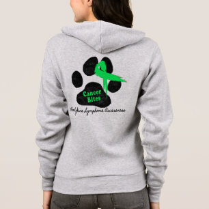 Lymphoma Cancer Ribbon Paw Print Support Zip Hoodie