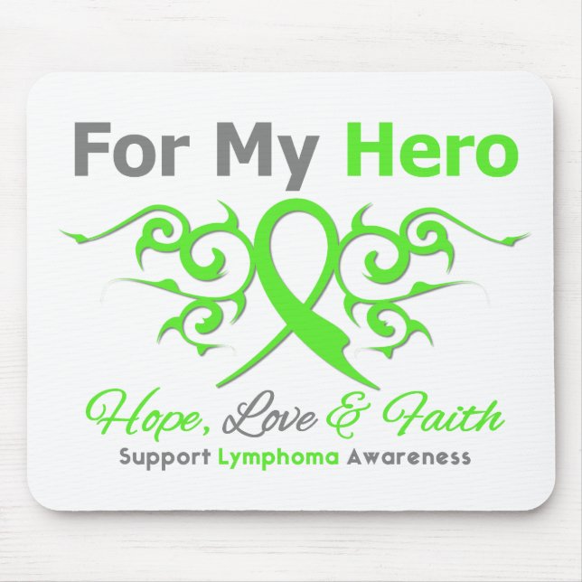 Lymphoma Cancer Tribal Ribbon Hero Mouse Mat (Front)