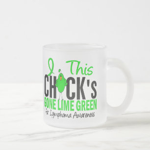 LYMPHOMA Chick Gone Lime Green Frosted Glass Coffee Mug