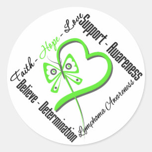Lymphoma Faith Hope Love Butterfly Classic Round Sticker