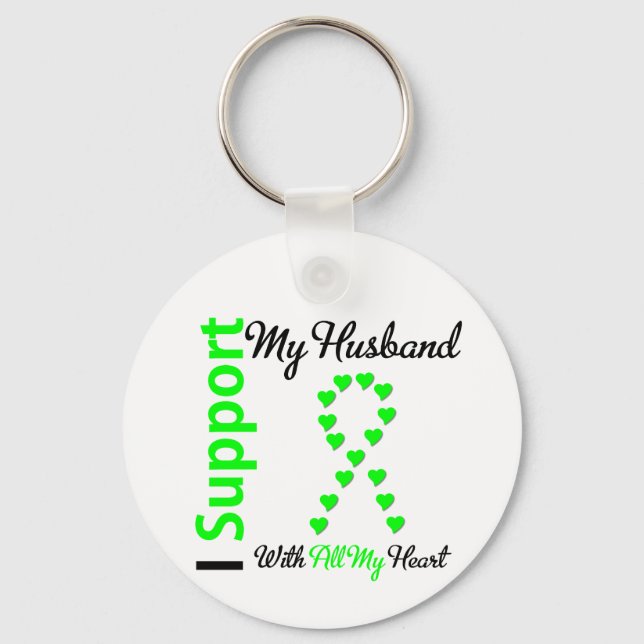 Lymphoma I Support My Husband Key Ring (Front)