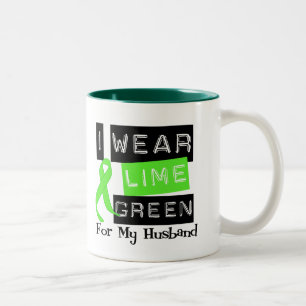 Lymphoma I Wear Lime Green Ribbon For My Husband Two-Tone Coffee Mug