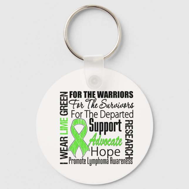 Lymphoma I Wear Lime Green Ribbon TRIBUTE Key Ring (Front)