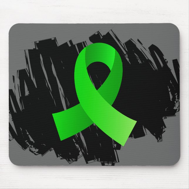 Lymphoma Lime Green Ribbon With Scribble Mouse Mat (Front)