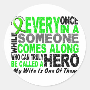 Lymphoma Non-Hodgkins HERO COMES ALONG 1 Wife Classic Round Sticker