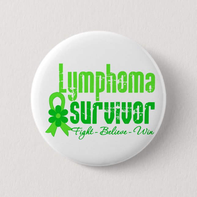 Lymphoma Survivor Flower Ribbon 6 Cm Round Badge (Front)