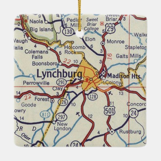 Lynchburg VA Vintage Map Ceramic Ornament Zazzle.co.uk