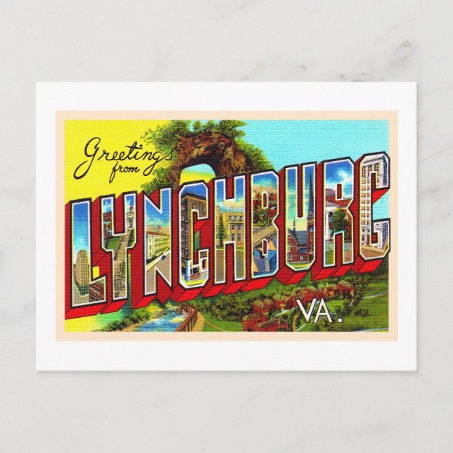Lynchburg Virginia Vintage Large Letter Postcard (Front)