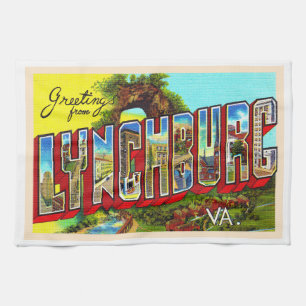 Lynchburg Virginia Vintage Large Letter Postcard Tea Towel