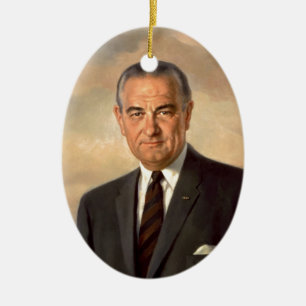 Lyndon Johnson Official Portrait Ceramic Tree Decoration