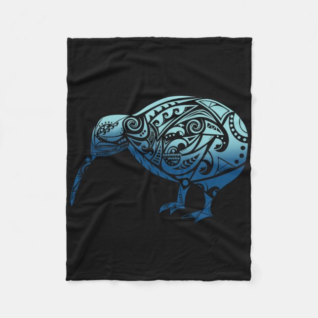 Lynesia Maori Kiwi Bird Ocean Blue New Zealand  Fleece Blanket (Front)