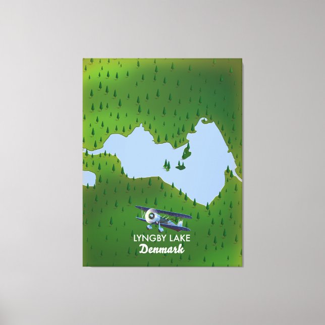 Lyngby Lake Denmark map Canvas Print (Front)