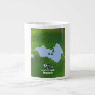 Lyngby Lake Denmark map Large Coffee Mug