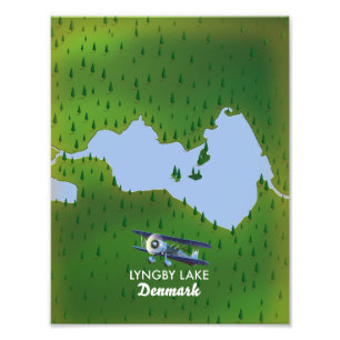 Lyngby Lake Denmark map Photo Print