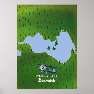 Lyngby Lake Denmark map Poster