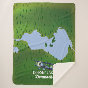 Lyngby Lake Denmark map Sherpa Blanket