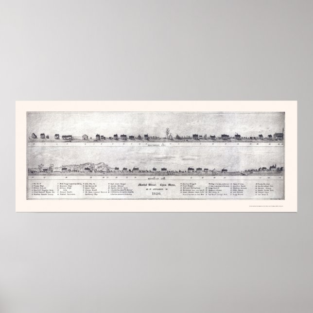 Lynn, MA Panoramic Map - 1820 Poster (Front)