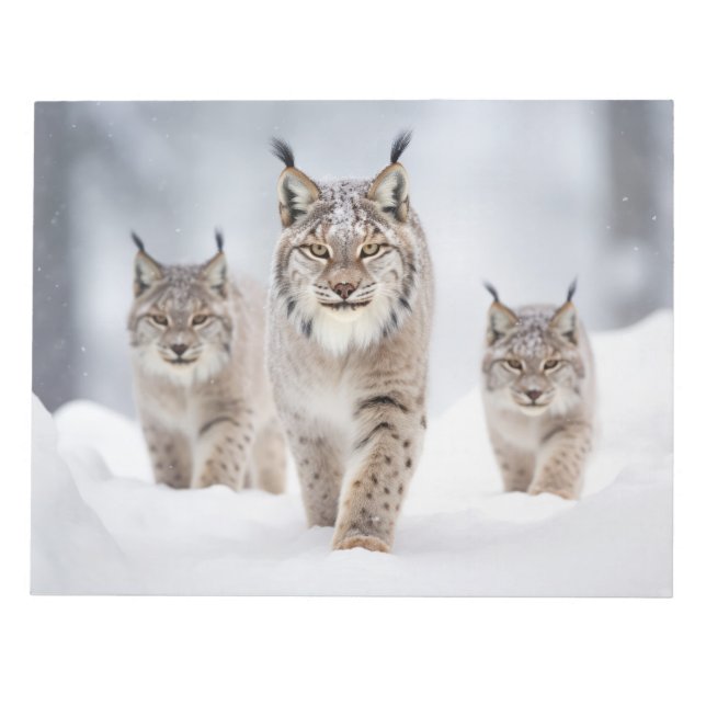 Lynx Animal Family Wandering Nature  Notepad (Front)