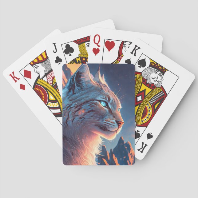 Lynx Animal Portrait Painting Wildlife Outdoors  Playing Cards (Back)