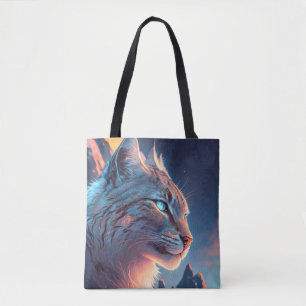 Lynx Animal Portrait Painting Wildlife Outdoors  Tote Bag