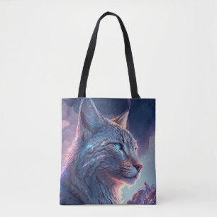 Lynx Animal Portrait Painting Wildlife Outdoors  Tote Bag