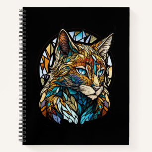 Lynx Animal Portrait Stained Glass Wildlife Forest Notebook