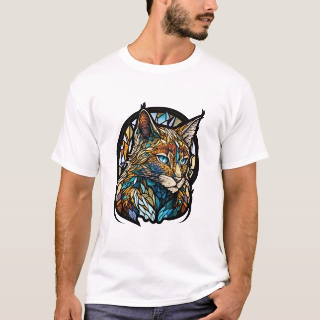 Lynx Animal Portrait Stained Glass Wildlife Forest T-Shirt (Front)
