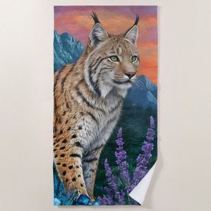 Lynx at sunrise beach towel