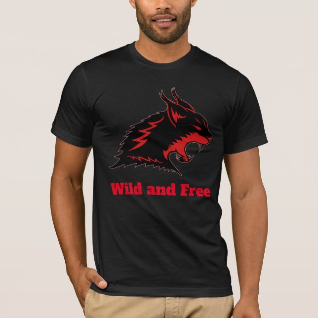Lynx head Wild and Free  T-Shirt (Front)