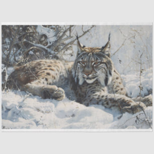 Lynx in the Snow Decoupage Tissue Paper