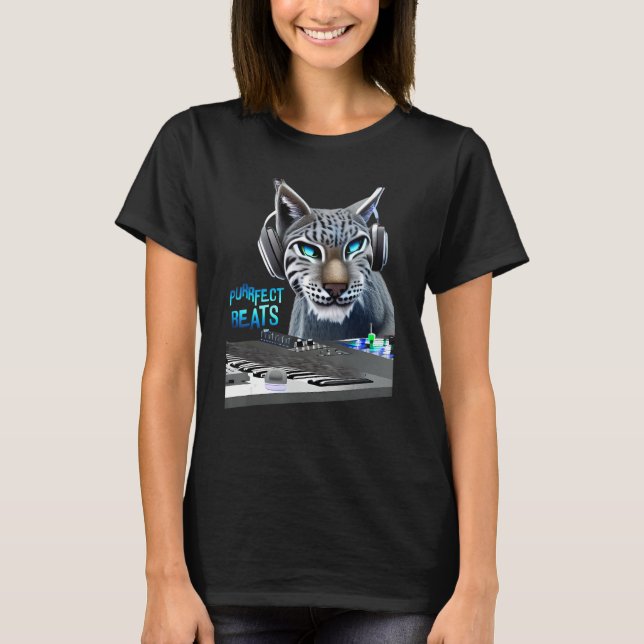Lynx Music Beats Bobcat Animal Musician T-Shirt (Front)