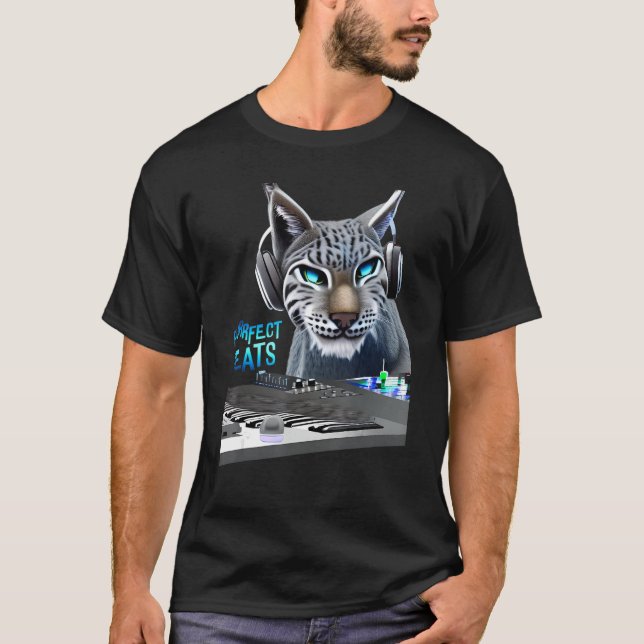 Lynx Music Beats Bobcat Animal Musician T-Shirt (Front)