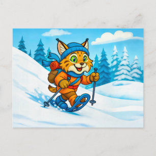 Lynx on a Snowshoe Winter Hike Postcard