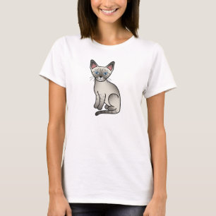 Lynx Point Siamese Cat Cute Cartoon Illustration T-Shirt